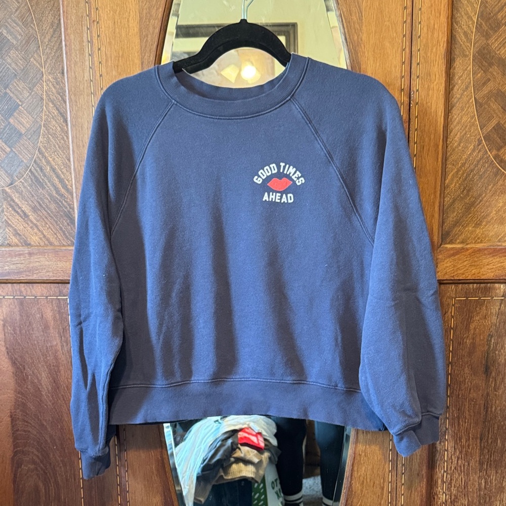 Old Navy Blue Graphic‎ Sweatshirt Good Times Ahead Crewneck Small